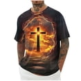 thumbnail image 2 of UVEASISHA Easter Day Gifts for Men Big and Tall Fashion Cross 3D Graphic Tees Short Sleeve Casual Religious Faith T-Shirts Crewneck Christian Tshirt Brown L, 2 of 5