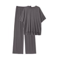 thumbnail image 2 of MINTREUS Lounge Sets for Women Knit Short Sleeve Tops and Long Pants Soft Comfy Pajamas Set Oversized 2 Piece Outfits S-4X, 2 of 8