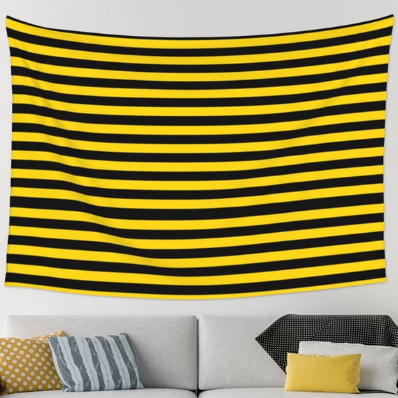 Yellow-Black-Bee-Stripes Tapestry Home Decor Tapestry Living Room Bedroom Decoration Tapestry (90''L*60''W)