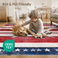 thumbnail image 4 of ODIKA 6'x9' Washable Area Rug Non-Slip, Chair-Friendly, Front Door Patriotic Striped Vintage Generic Stars Bordered Festive for Dining Room, Under Table, Office Décor, 4 of 7