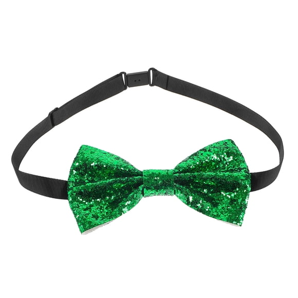WHAMVOX Men's Adjustable Green Bow Tie Pre-Tied Fabric Sparkling Bowtie for Wedding Banquet
