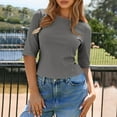 thumbnail image 4 of Coorders No Boundaries Womens Crewneck Crop Basic Tops, Ribbed Knit Slim Fit T Shirts, Half Sleeve 2025 Summer Trendy Y2k Tee,Dark Gray,Size M, 4 of 9