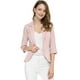 thumbnail image 3 of Blazer De Solapa Con Muescas Y Mangas 3/4 A Rayas Para Mujer Rosa S, 3 of 6
