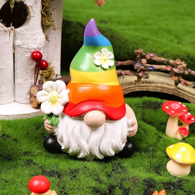 Statue en Résine de Nain Arc-en-Ciel de Jardin, Poupée Sans Visage Miniature