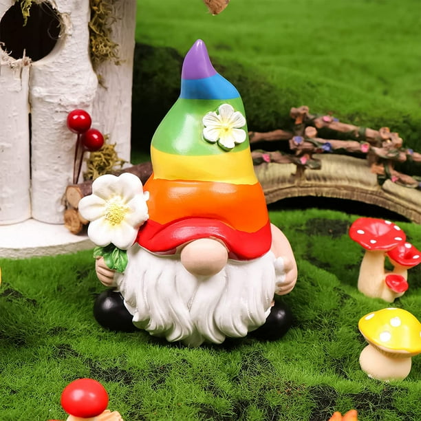 Garden Rainbow Gnome Resin Statue Faceless Doll Figures Miniature Home Decoration For Lawn Ornaments Indoor Or Outdoor Patio Deck Yard Porch 10 7cm Com Garden Rainbow Gnome Resin Statue, Outdoor Figures For The Garden