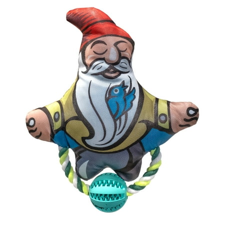 UPC: 0810058051035 | Pronk! Garden Gnome Namaste Meditation 12-Inch Durable Soft Plush Squeaky Rope Dog Toy