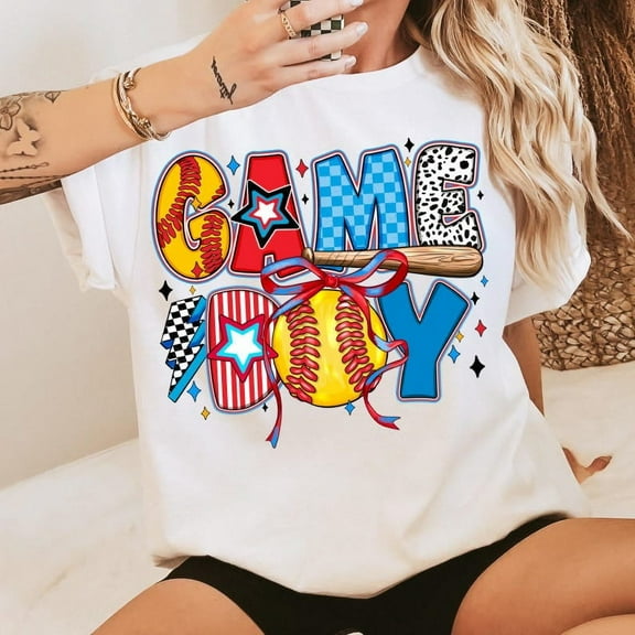Softball Coquette Game Day Shirt, Brushstroke Softball Shirt, Softball Mama Tee, Softball Bow Shirt, Game Day Shirt