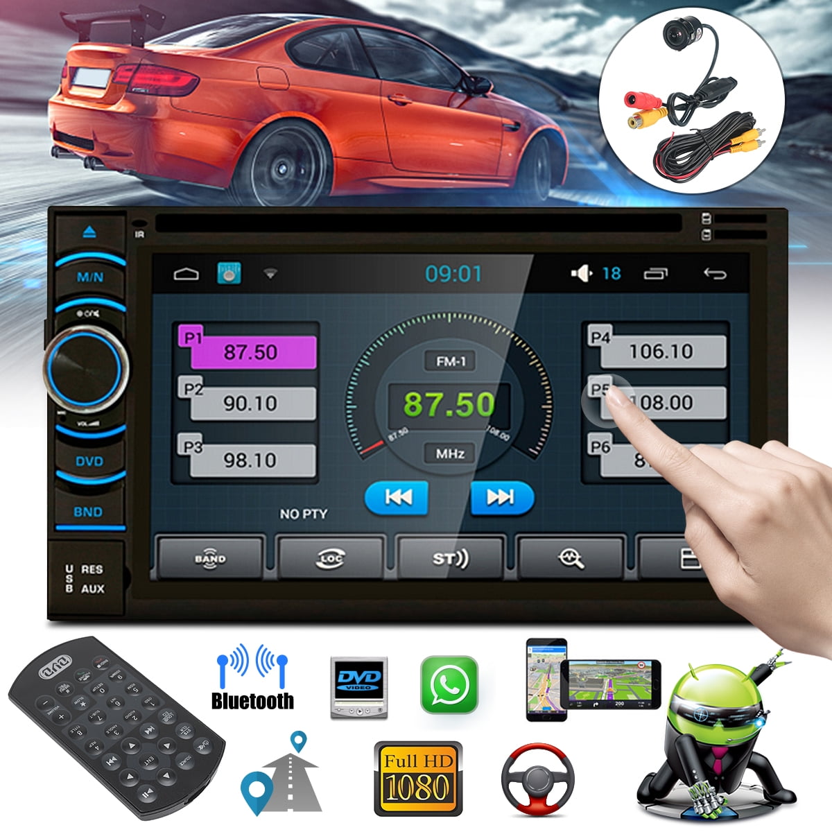 Android 6.0 Car Stereo Video Player 6.5" Inch 2Din In Dash Car Radio