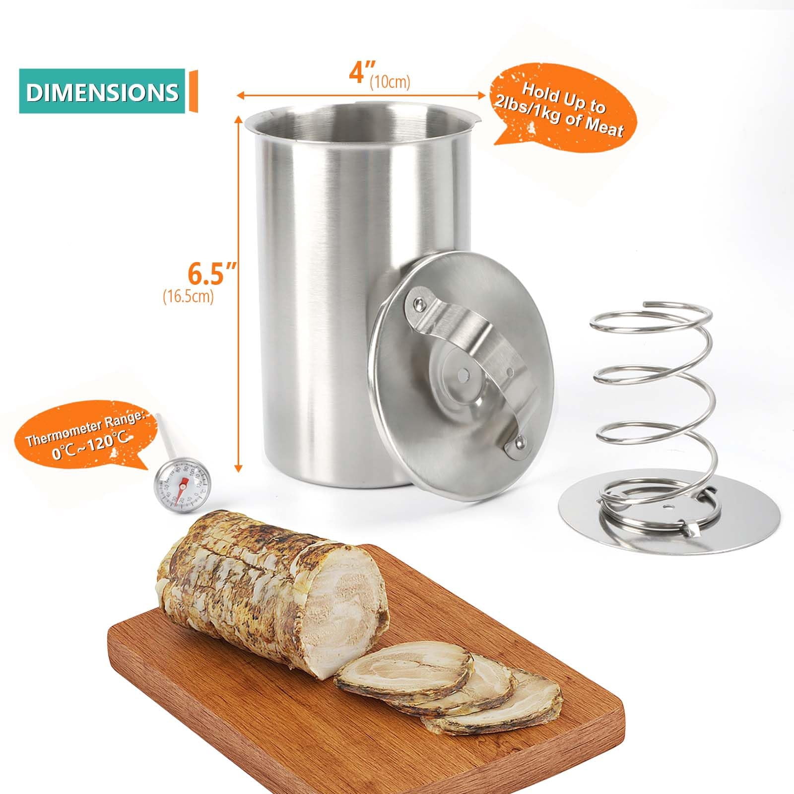Stainless Steel Ham Maker with Thermometer, 304 Food-Grade Meat Press, 2-2.5 LBS, Dishwasher Safe