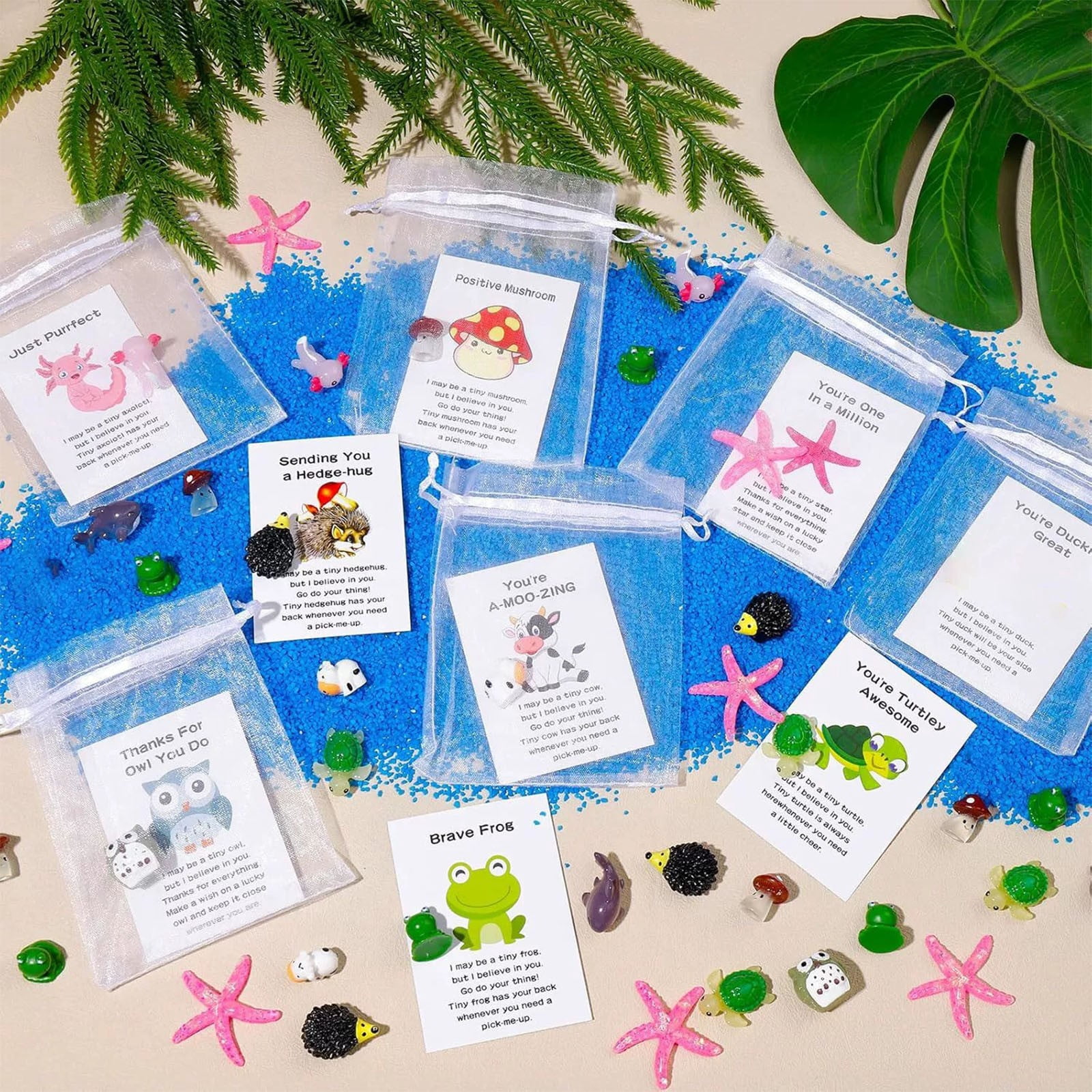 50Pcs Employee Appreciation Gifts Bulk, Appreciation Gifts for for Coworkers, Thank You Staff Office Volunteer Teachers Appreciation Bulk Gifts, Cute Mini Resin Gifts with Inspirational Note Cards