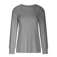 thumbnail image 5 of GSPCLAM Long Sleeve Blouse for Women Solid Color Crew Neck T Shirts for Vacation Summer Fall Soft Tops Blouses Dressy Casual Gray S, 5 of 6