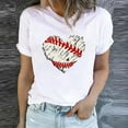 thumbnail image 2 of EQWLJWE Hauts d'Été pour Femmes Hauts pour Femmes Liquidation Mode Féminine d'Été Col Rond Loisirs Manches Courtes Hauts Imprimés Baseball, 2 of 5