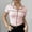 Pink, variant on Women's Casual Short Sleeve Button Down Shirt With Classic Collar And Black Trim Pure Color Summer Blouse For Daily Wear Long Sleeve Women Running Shirt Denim Shirts for Juniors Super Tight Sleeve