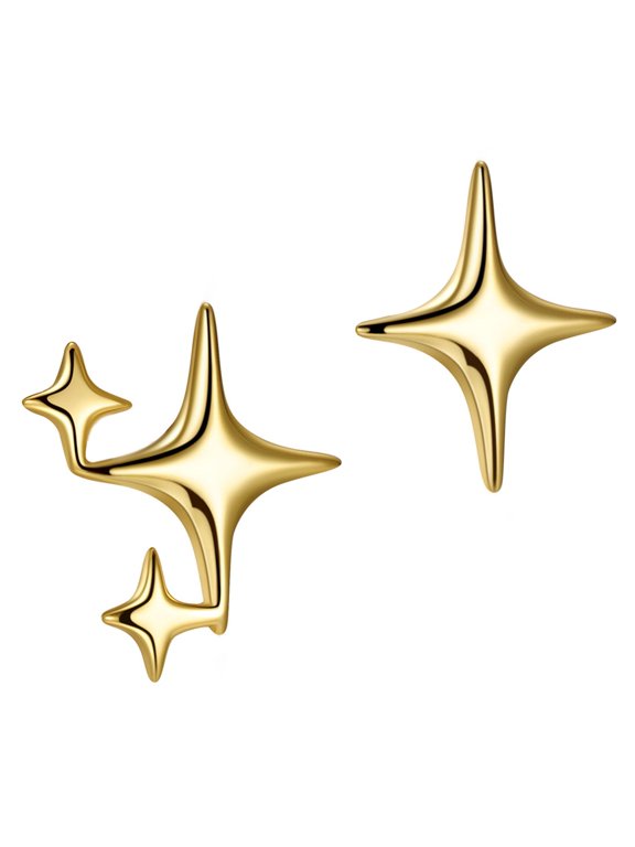 1 Pair Star Ear Studs Cool Style Earrings Small Lightweight Anti-rust Anti-allergy Luster Colorfast Daily Earrings Holiday Gift