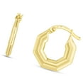 thumbnail image 4 of JewelStop 14K Yellow Gold Puffed Hexagon Hoop Earrings with Polished Finish and Hinged Clasp for Women - 1.23gr, 4 of 5