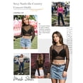 thumbnail image 5 of Nlife Women Rhinestone Fringe Mesh Crop Top Sexy Sheer See Through Long Sleeve Top Sparkly Rave Concert Outfit, 5 of 7