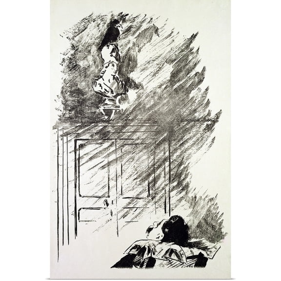 Great BIG Canvas | Rolled Edouard (1832-1883) Manet Poster Print entitled Illustration for The Raven, by Edgar Allen Poe, 1875