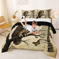 thumbnail image 3 of Homewish Dark Halloween Owl Full Size Comforter Sets,Vintage Butterfly Print Bedding Comforter Set,Sepia Brown Cream,Black Reversible,3 Pieces,1 Comforter and 2 Pillowcases, 3 of 7