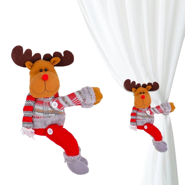 Décorations de Noël Extérieures Rideau Produits de Décoration de Noël Rideaux pour la Maison Boucles Décoratives Fermoirs pour Poupées Décoration de Vitrine Rideaux en Polyester