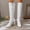 #239-White, variant on Women's Faux Leather Pointed Toe Side Zipper Knee-High Boots with Blocks Heel for Winter Comfortable and Stable Casual Wear