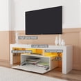 thumbnail image 2 of FashionTVstandTVcabinet,EntertainmentCenter,TVstationTV console,media console,with LEDlight belt,light belt remote control,toughenedglassshelf,metal handle,Canbeplaced in the living room,bedroom,whit, 2 of 21