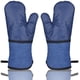 thumbnail image 1 of Guantes de horno antideslizantes de silicona doble manopla de horno, manopla térmica profesional resistente al calor, guantes de horno de algodón suaves y largos para cocina, hornear, barbacoa, parrilla, 1 par (azul) JM, 1 of 5