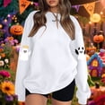 thumbnail image 4 of Halloween Sweatshirts for Women 2025 Long Sleeve Crewneck Cute Boo Ghost Graphic Sweatshirt Pullover Tops, 4 of 6
