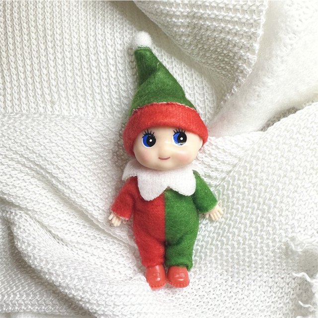 42cm Christmas Elf Doll for Kids Mini Toy Elf Dolls for Christmas Poseable Little Elf Shelf Sitters with Dangling Legs