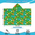 thumbnail image 2 of Rooster and Pumpkin Green Pattern Hooded Bath Towel Wrap for Teens Ages 3 To 12, Soft Lightweight Quick Dry Microfiber Bath Beach Pool, 60"x35", 2 of 6
