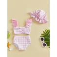 thumbnail image 2 of aturustex Little Girl Bikini Set 3Pcs Swimsuits 0-3T Toddler Baby Plaid Print Swimwear Flutter Sleeves Vests Square Neck Waistcoats Cropped Tank Tops t Beachwear for Summer Holiday Swim Pool, 2 of 7