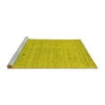 thumbnail image 2 of Ahgly Company Machine Washable Indoor Round Abstract Yellow Contemporary Area Rugs, 4' Round, 2 of 4