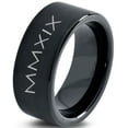 thumbnail image 1 of Tungsten Gradutaing Class Of 2019 Roman Numerals Engraved Band Ring 9mm Men Women Comfort Fit Black Flat Cut Brushed Polished, 1 of 4