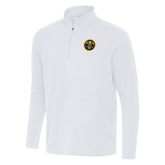 Men's Antigua White Denver Nuggets Intent Quarter-Zip Top