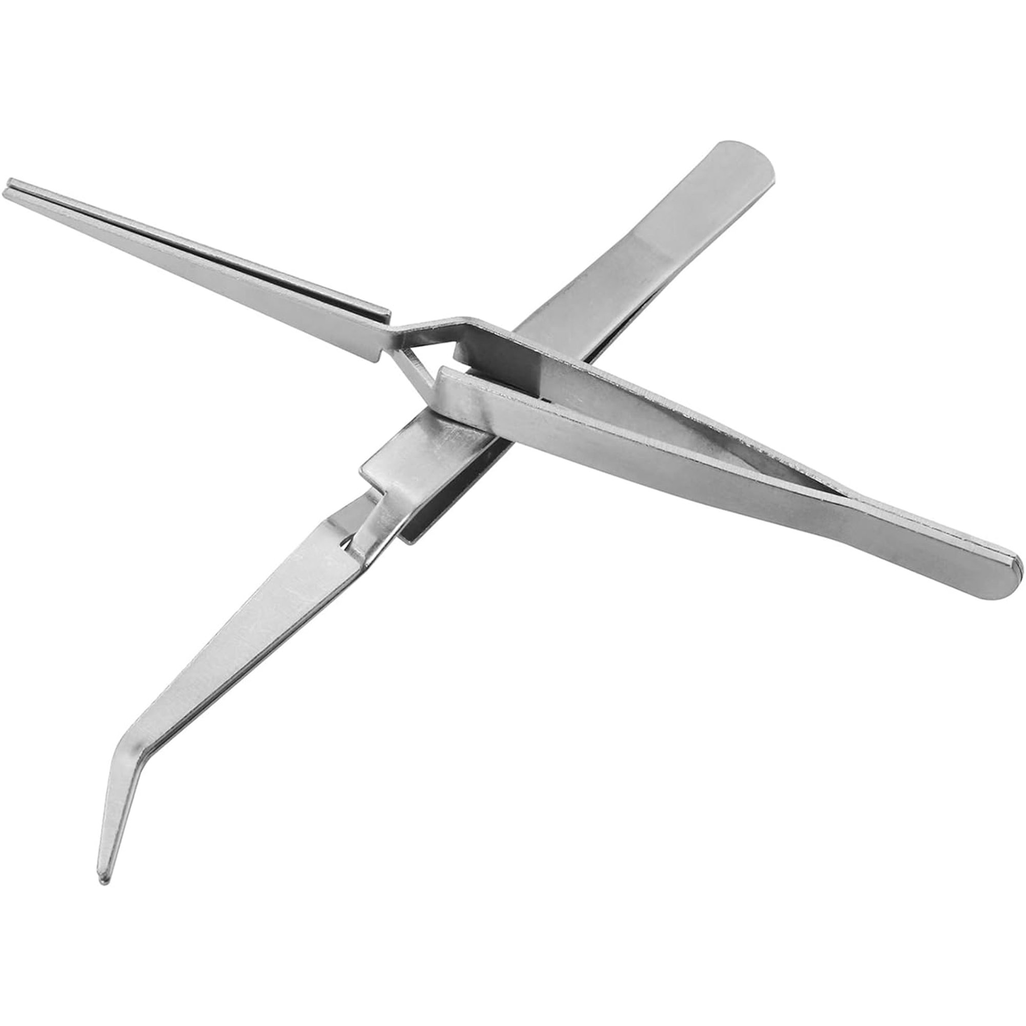 CROSS LOCK TWEEZER SET OF 2 - BENT & STRAIGHT SELF CLOSING HOLDING