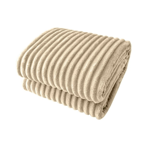 Manta de franela polar suave a rayas de microfibra para sofá y cama, cálida y acogedora, ideal para la decoración del hogar en la sala de estar, el sofá y el dormitorio.