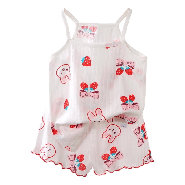 Hiiyo Pyjamas d'Été pour Filles, Camisole et Shorts Mignons, Tenues de Nuit