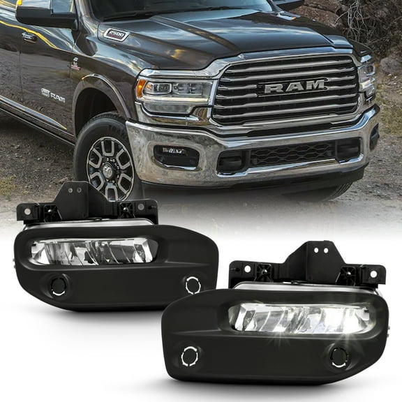 AKKON - Fits 2019-2023 Ram 2500 3500 Pickup Truck [LED Type] Bumper Chrome Fog Lights Pair w/Wiring Harness Screw Switch