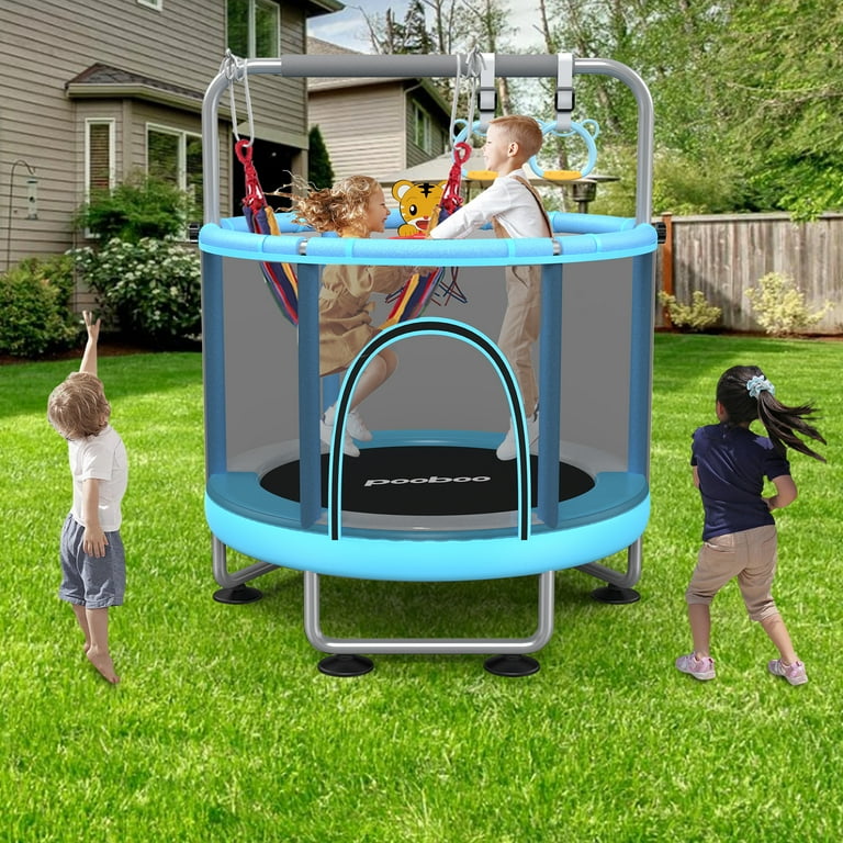 LNOW 60'' Kids Trampoline with Basketball Hoop, Swing, Gymnastics