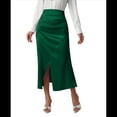 thumbnail image 2 of Falda de Satén de Seda con Cintura Alta y Cremallera para Mujer. Verde XL, 2 of 7