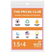 The Press Club 37 Micron Premium Nylon Tea Filter Press Screen Bags, 1.5" x 4" Inch, 25 Pack