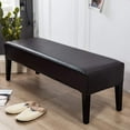 thumbnail image 3 of ABCISI Bench Cover, Stretch PU Leather Dining Room Bench Cover, Soft Waterproof Chair Cover, Oilproof Removable Washable Bench Seat Protector (Brown), 3 of 7