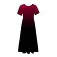 thumbnail image 4 of Penkiiy Women Gradient Print Short Sleeve Dress Loose Plain Casual Summer Flowy Tiered Long Maxi Dresses with Pockets L Hot Pink, 4 of 5