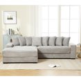 thumbnail image 2 of Spacious Gray Corduroy Lounge With Left Chaise And Leg Cushions Living Room Sectional , L-shaped Chaise, & 8 Cushions, Easy To Assemble For Home, 2 of 6