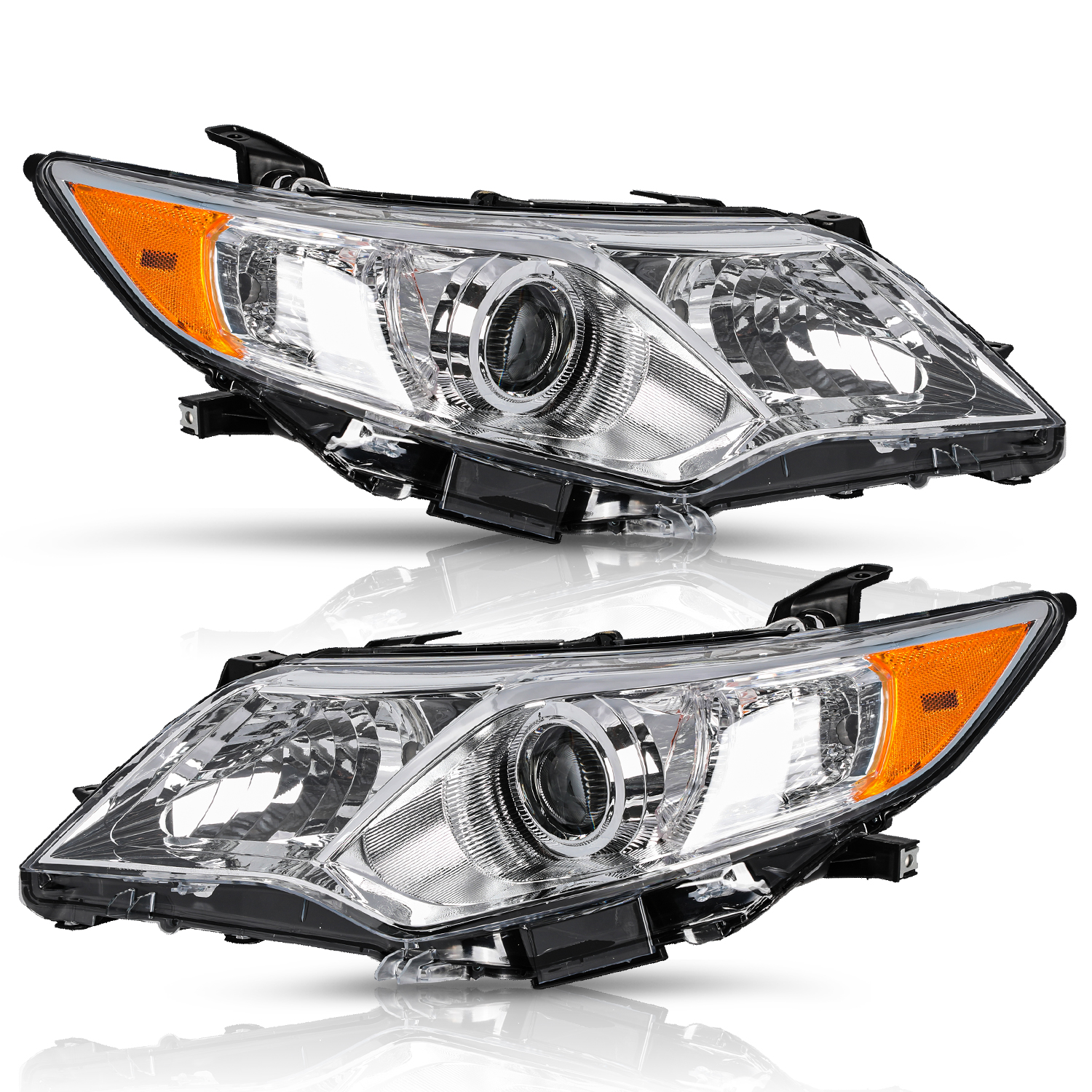 For 2012-2014 Toyota Camry Projector Chrome Headlights Assembly LH+RH Pairs