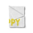 thumbnail image 2 of Yellow and White Soft Flannel Fleece Blanket, Happy Word with a Smiling Mouth Flat Design Illustration Joyous Mood, Cozy Plush for Indoor and Outdoor Use, 60" x 80", Yellow and White, by Ambesonne, 2 of 5