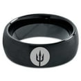 thumbnail image 2 of Tungsten Trident Weapon Spear Band Ring 8mm Men Women Comfort Fit Black Dome Brushed Polished, 2 of 4