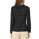 thumbnail image 3 of Blusa de cuadros con cuello lindo de INSPIRE CHIC para mujer de manga larga y botones negra S, 3 of 6