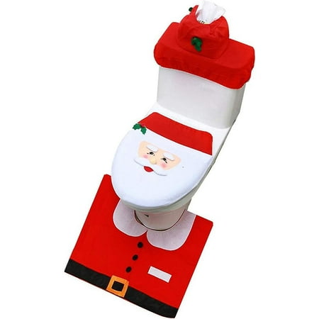 Christmas Santa Toilet Seat Cover, Toilet Seat Cover And Rug Set Santa ...