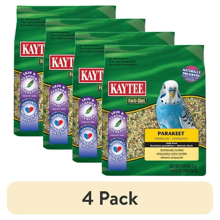 (4 pack) Kaytee Forti-Diet Parakeet Pet Bird Food Seed 2lb