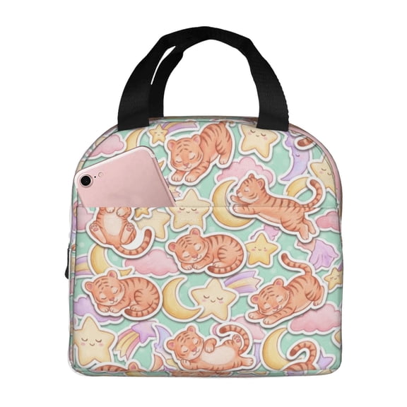 Tiger Lunch Box Insulated Lunch Bag For Women Men,Reusable Lunch Box Containers,Durable Cooler Tote Bag Lunchbox For Office/Travel/Picnic